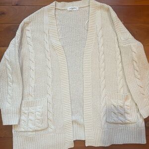 Carly Jean Los Angeles Cream Cable Knit Cardigan